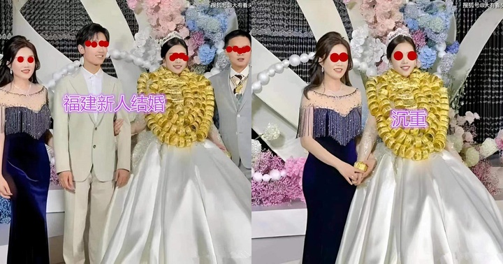 Cô dâu Trung Quốc đeo vàng kín cổ trong đám cưới, khiến dân tình “đỏ mắt” ghen tỵ