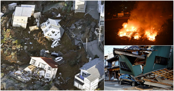 Khung cảnh đổ nát ở miền Trung Nhật Bản sau trận động đất lớn nhất trong gần 3 thập kỷ qua