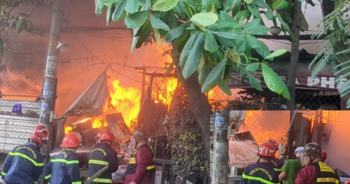 Cháy bãi  phế liệu đồ điện rộng hơn 500m2 ở TP.HCM chiều mùng 1 Tết 