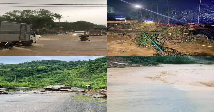 Mưa lớn ở miền Trung, nhiều tuyến quốc lộ bị sạt lở và ngập lụt