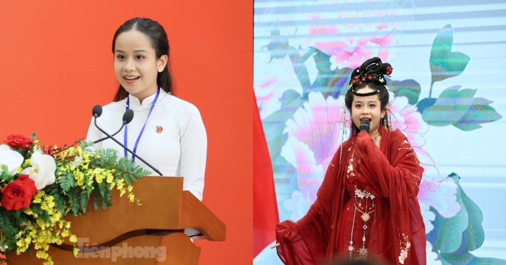 Chân dung nữ sinh phát biểu trong buổi giao lưu hữu nghị Việt - Trung