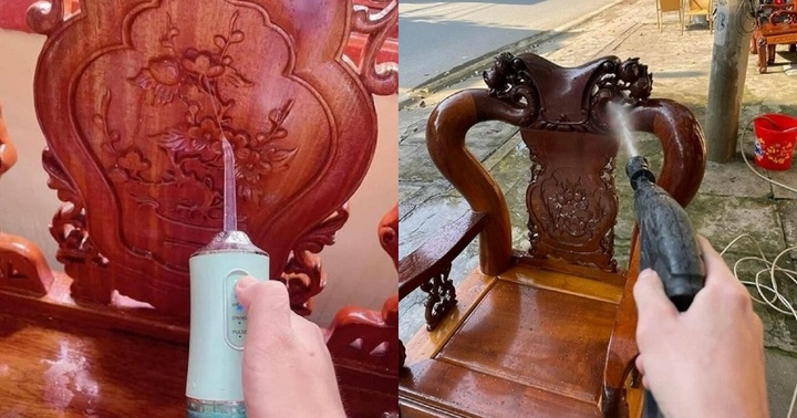 Dân mạng thi nhau chia sẻ các tuyệt chiêu làm sạch thần tốc loại bàn ghế chạm trổ tỉ mỉ