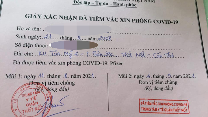 Kết quả xác minh thông tin 57 trẻ dưới 18 tuổi ở Cần Thơ được tiêm vaccine COVID-19 Pfizer