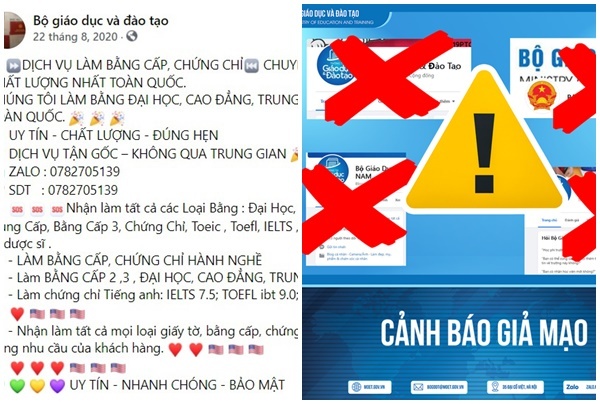 Hàng loạt Facebook giả mạo giao bán bằng giả, bộ GD&ĐT giới thiệu fanpage chính thức