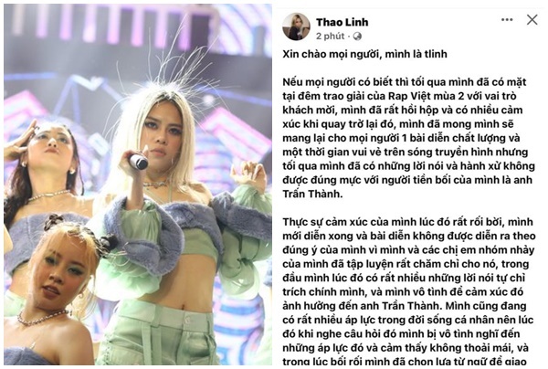 Tlinh chính thức lên tiếng sau phàn phỏng vấn với Trấn Thành tại Rap Việt mùa 2