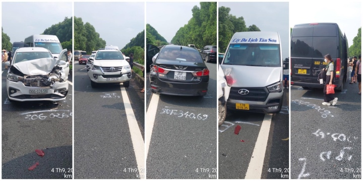 Tin tức tai nạn giao thông mới ngày 5/9: 5 ô tô tông liên hoàn, CSGT tạm cấm xe vào cao tốc Pháp Vân