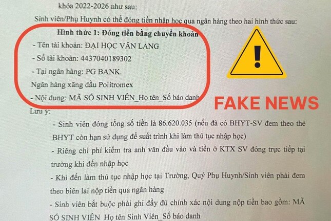 Vụ giả mạo thông báo, lừa sinh viên đóng hơn 86 triệu đồng: ĐH Văn Lang mời công an vào cuộc
