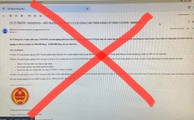 Tổng cục Thuế cảnh báo email giả mạo về việc quy định cập nhật căn cước công dân