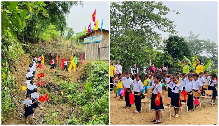 Lễ khai giảng ở điểm trường miền núi Quảng Nam: Những đôi mắt đen láy háo hức chào năm học mới