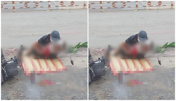 Nghẹn lòng cảnh cha ôm thi thể con trai sau va chạm với xe chở rác