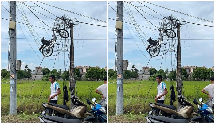 Xe đạp điện đột ngột bị nhấc bổng lên không trung, sự thật khó ngờ được tiết lộ qua camera