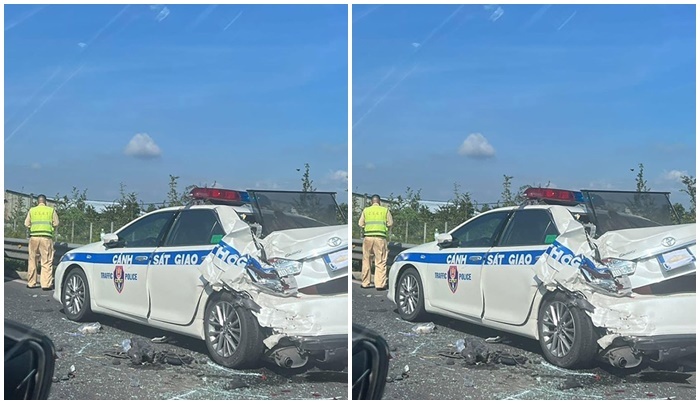 Xe cứu thương tông xe CSGT trên cao tốc: Tài xế khai do buồn ngủ