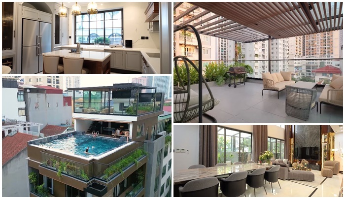 Cận cảnh biệt thự 1.100m2 của đại gia trẻ tuổi ở Hà Nội, bê bơi vô cực view toàn thành phố để chiều lòng cậu cả