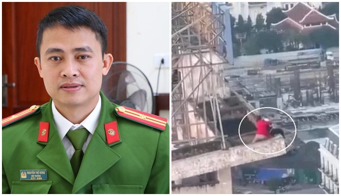 Thiếu tá công an kể lại phút giải cứu cô gái cầm dao đứng trên nóc chung cư định tự tử