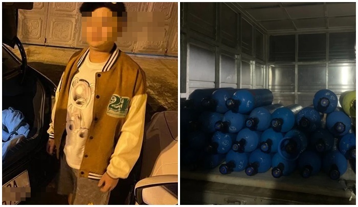 Vụ cảnh sát chặn xe ô tô, phát hiện kho khí cười