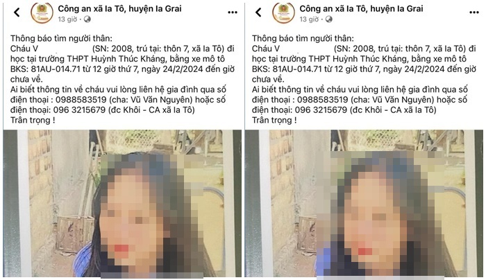 Tìm thấy nữ sinh lớp 10 đi học rồi mất liên lạc, nhắn tin cầu cứu bố 