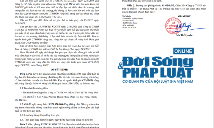 Đấu thầu tại sở GD&ĐT Bắc Kạn: Giá mua sắm thiết bị cao bất thường?