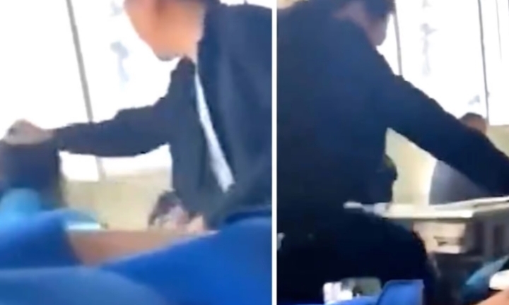 Thầy giáo túm tóc, thẳng chân đạp vào người nam sinh khiến dân tình phẫn nộ