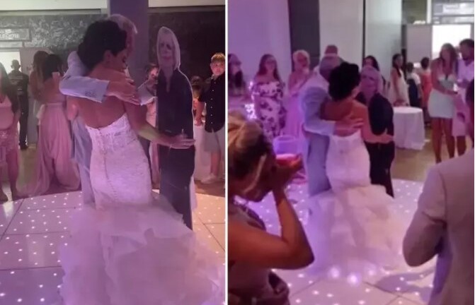 Cô dâu nhảy cùng tấm bìa cứng trong ngày cưới, phía sau là câu chuyện đầy xúc động