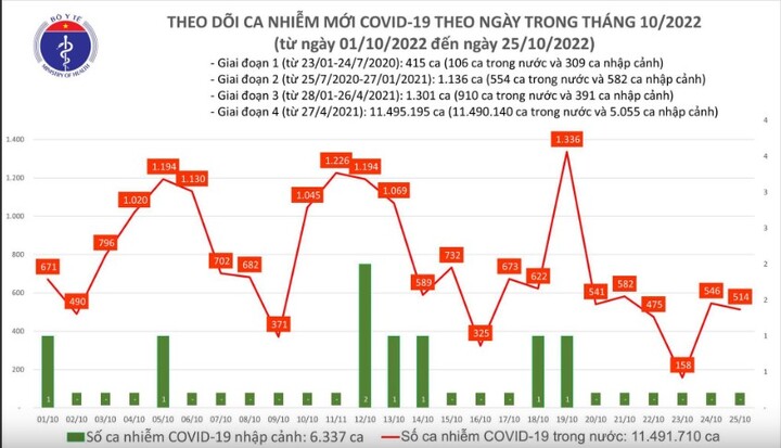 Tình hình dịch COVID-19 ngày 25/10: Số ca mắc mới vượt mốc 500, hơn 400 F0 khỏi bệnh