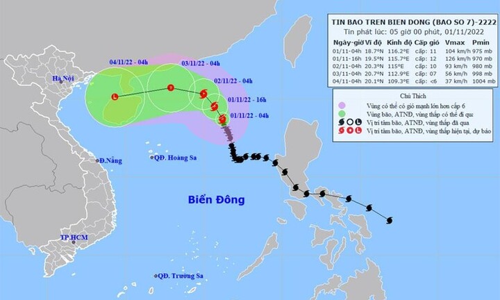 Bão số 7 ít khả năng ảnh hưởng trực tiếp đến đất liền nước ta