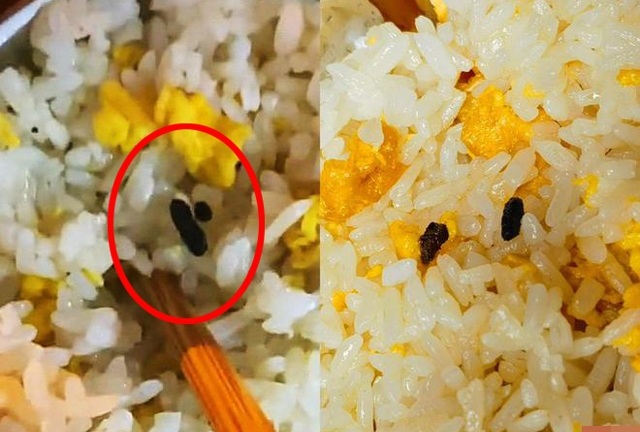 Khách phàn nàn cơm rang có vật lạ màu đen như phân chuột, chủ quán có hành động cực sốc