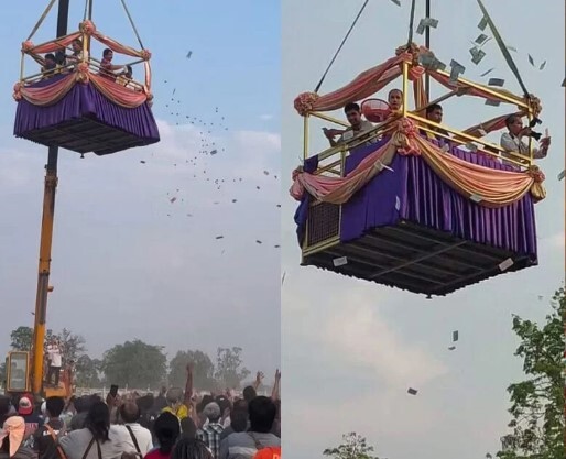 Rải hơn 100 triệu đồng từ trên cao xuống để ăn mừng sinh nhật