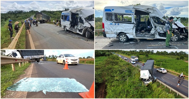 Va chạm giữa xe khách và xe tải ở Đắk Lắk, 13 người thương vong
