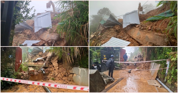 Mưa lớn kéo dài khiến taluy sạt lở, đè trúng xe máy và ô tô 7 chỗ
