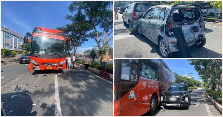 Hiện trường vụ tai nạn liên hoàn giữa 5 ô tô tại Bà Rịa - Vũng Tàu