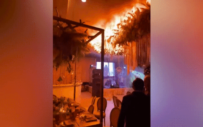 Cô dâu chú rể đang khiêu vũ lãng mạn, tai nạn đột ngột khiến cả hội trường hôn lễ bỏ chạy toán loạn