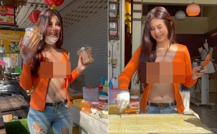 Cố tình hở gần hết vòng một để thu hút khách hàng, cô chủ tiệm bánh bị dư luận ném đá kịch liệt