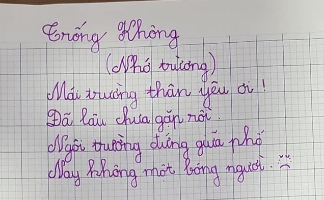 Học sinh lớp 4 làm thơ bày tỏ nỗi nhớ trường, ai cũng phải thốt lên quá xuất sắc