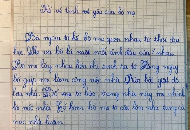 Học sinh kể chuyện tình yêu của bố mẹ, màn kết bài khiến cộng đồng mạng ôm bụng cười lăn