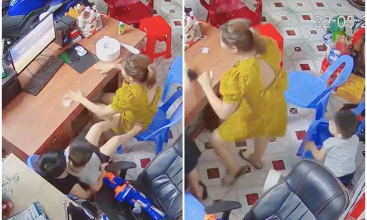 Hai mẹ con nhảy múa ăn mừng U23 Việt Nam ghi bàn, cậu út ngơ ngác khiến dân tình bật cười