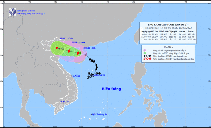 Bão số 2 Mulan cách Quảng Ninh 200 km, Hà Nội mưa lớn đến ngày 12/8