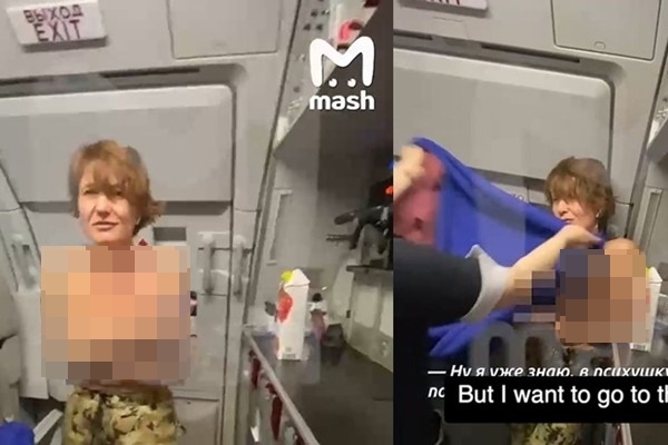 Người phụ nữ để ngực trần hút thuốc trên máy bay, đòi xông vào buồng lái 