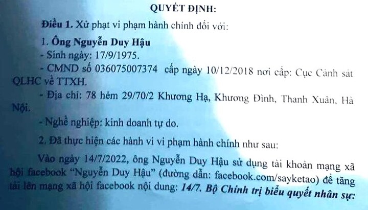 Phạt 7,5 triệu đồng đối với người đàn ông tung tin sai sự thật “kỷ luật 3 lãnh đạo cấp cao”
