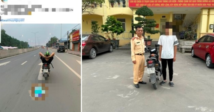 Triệu tập nam sinh nằm ngửa điều khiển xe máy điện ở Hải Phòng