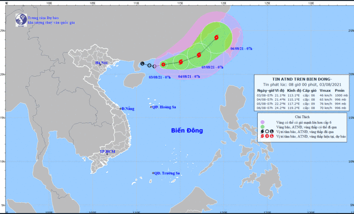 Áp thấp nhiệt đới giật cấp 8 có khả năng mạnh thành bão trên Biển Đông