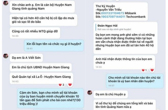 Xuất hiện đối tượng mạo danh chủ tịch huyện nhắn xin ông Đoàn Ngọc Hải 10 tấn gạo