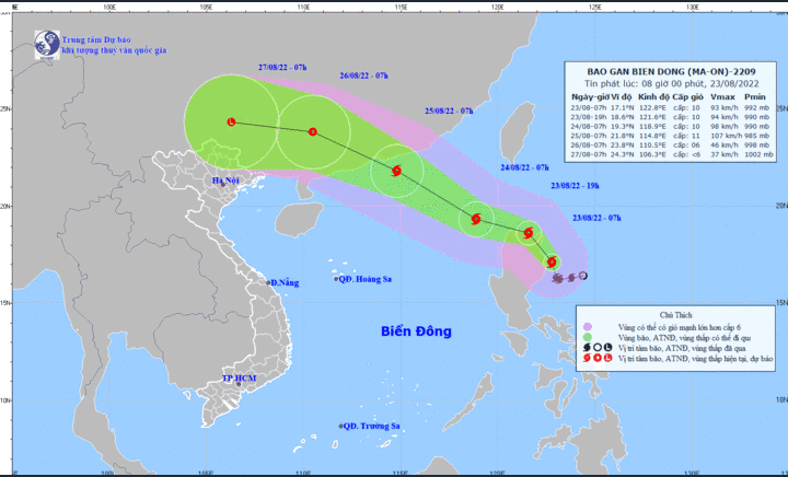 Bão Ma-on giật cấp 12 đang áp sát Biển Đông