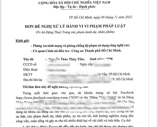 Hoa hậu Thùy Tiên đề nghị công an khởi tố bà Đặng Thùy Trang