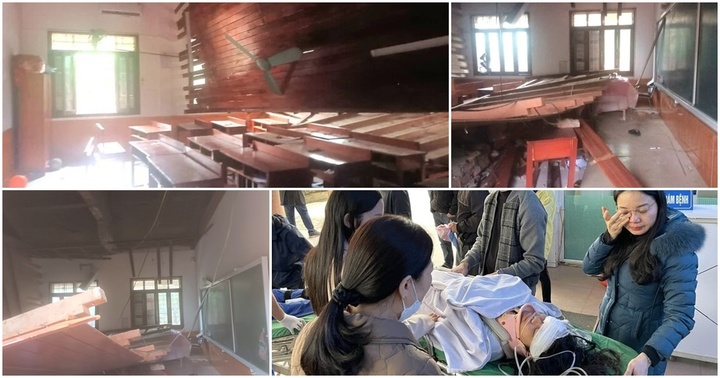 Vụ sập trần gỗ lớp học ở Nghệ An, nhiều học sinh bị thương: Giật mình cảnh hiện trường đổ nát