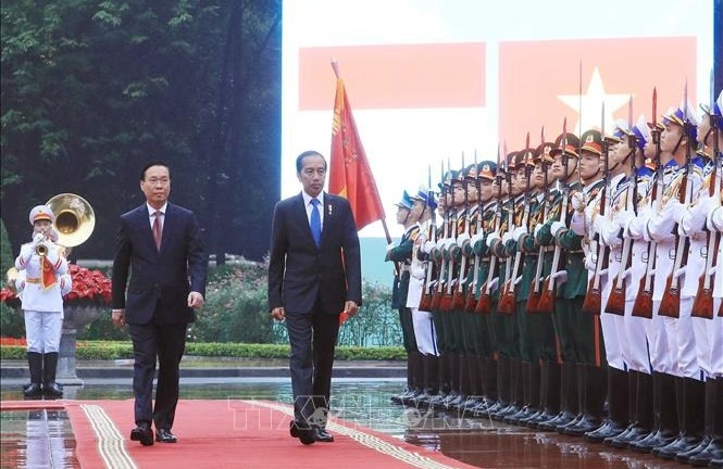 Chủ tịch nước chủ trì lễ đón Tổng thống Indonesia thăm cấp Nhà nước tới Việt Nam