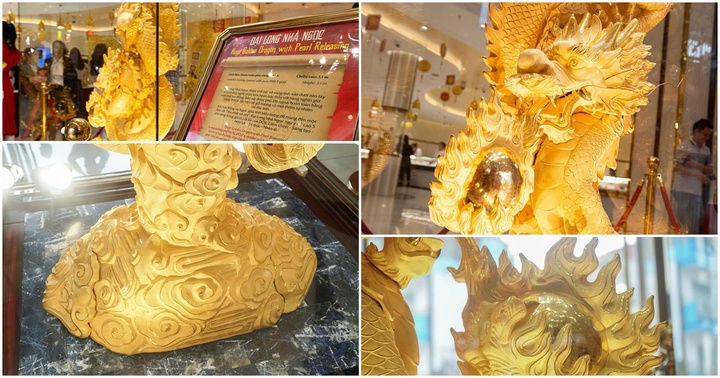 Chiêm ngưỡng tượng rồng cao 3,1m, dát vàng 9999 chào đón ngày vía Thần Tài 2024