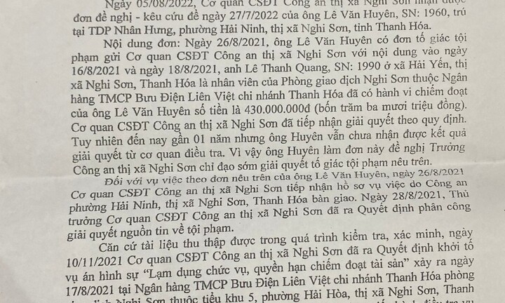Thanh Hóa: Cần làm rõ căn cứ quyết định thay đổi tội danh trong vụ án chiếm đoạt tài sản xảy ra tại Ngân hàng LienVietPostBank - Phòng giao dịch Nghi Sơn