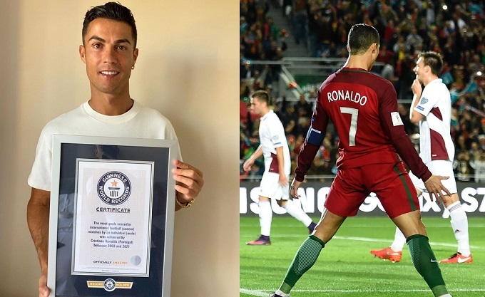 Ghi 111 bàn cho ĐT Bồ Đào Nha, Ronaldo nhận kỷ lục Guinness thứ 10