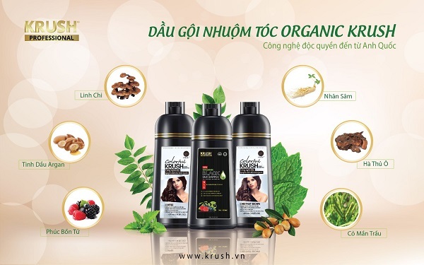 Dầu gội nhuộm tóc organic KRUSH - món quà từ thiên nhiên dành tặng mái tóc