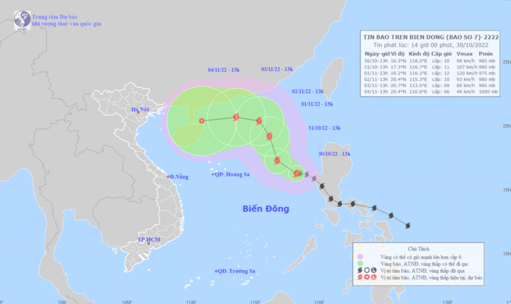 Tin bão số 7: Dự báo bão tăng cấp nhanh, hướng đi còn nhiều biến động